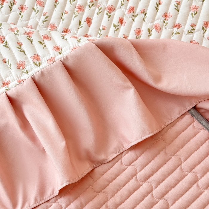 91家纺网 家纺一手货源 找家纺 鹿辉家居（原吉欧力） 2025新款双层纱韩版床盖四件套 瑰夏