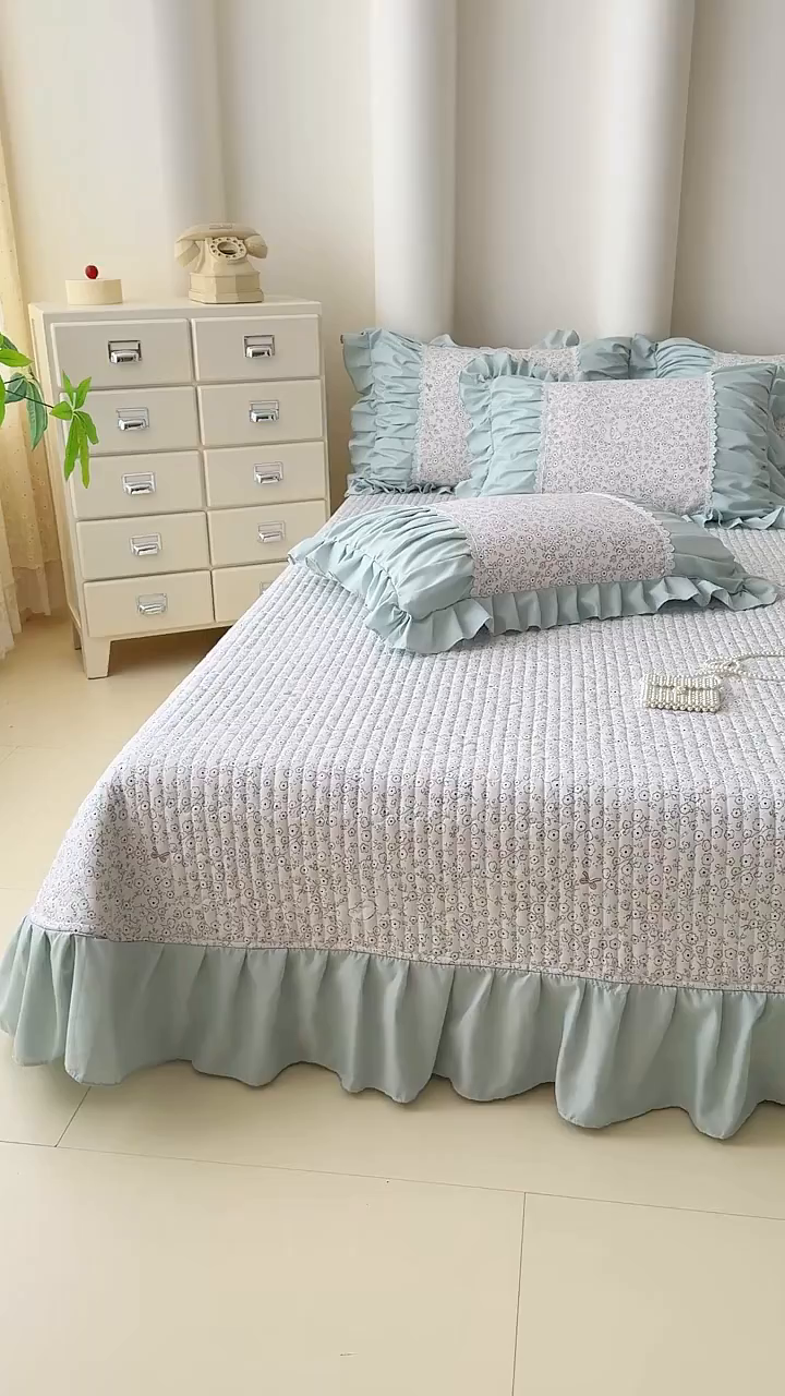 91家纺网 家纺一手货源 找家纺 （总）鹿辉家居（原吉欧力） 2025新款双层纱韩版床盖四件套