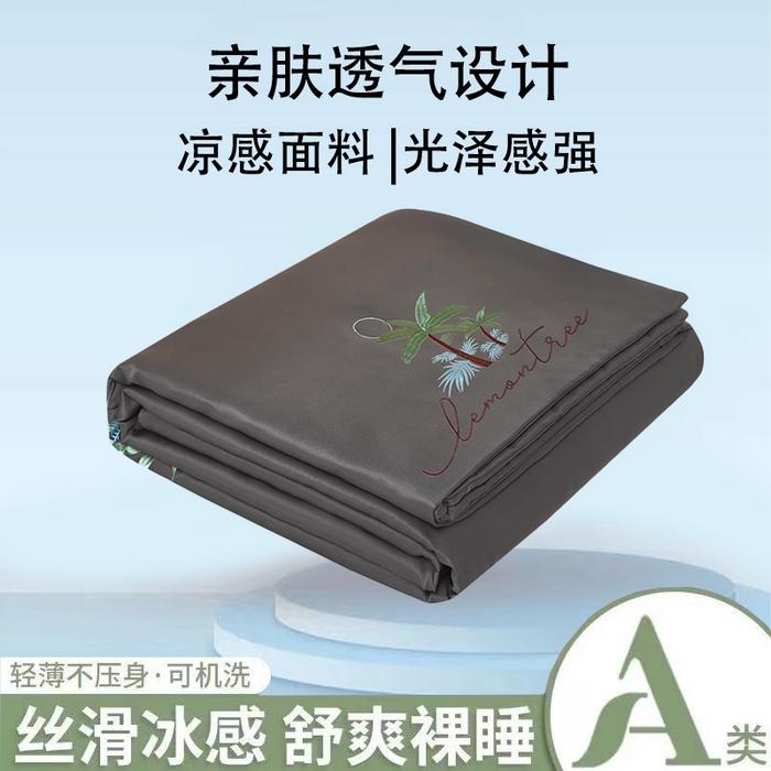 乐居家纺 2025新款A类凉感丝夏被冰丝夏凉空调被被子被芯 深灰