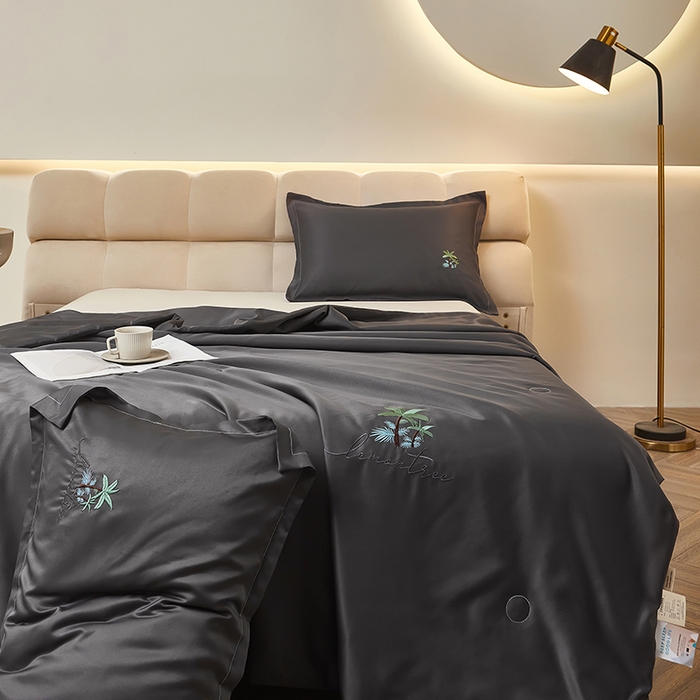 91家纺网 家纺一手货源 找家纺 乐居家纺 2025新款A类凉感丝夏被冰丝夏凉空调被被子被芯 深灰