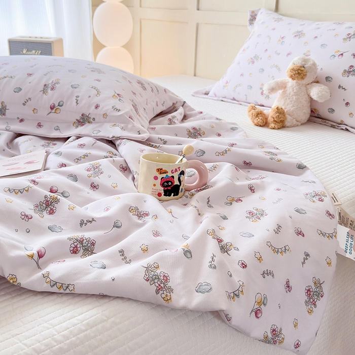 91家纺网 家纺一手货源 找家纺 （总）乐居家纺 2025新款A类针织亲肤印花夏凉被空调被被子被芯