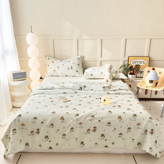 91家纺网 家纺一手货源 找家纺 乐居家纺 2025新款A类针织亲肤印花夏凉被空调被被子被芯 蘑菇精灵