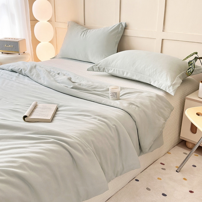 91家纺网 家纺一手货源 找家纺 乐居家纺 2025新款A类针织亲肤印花夏凉被空调被被子被芯 浅绿