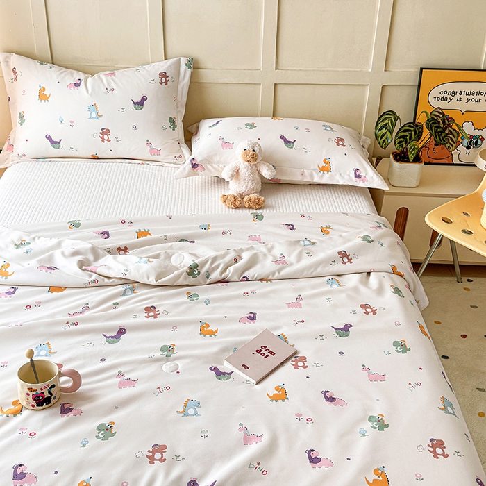 91家纺网 家纺一手货源 找家纺 乐居家纺 2025新款A类针织亲肤印花夏凉被空调被被子被芯 恐龙乐园