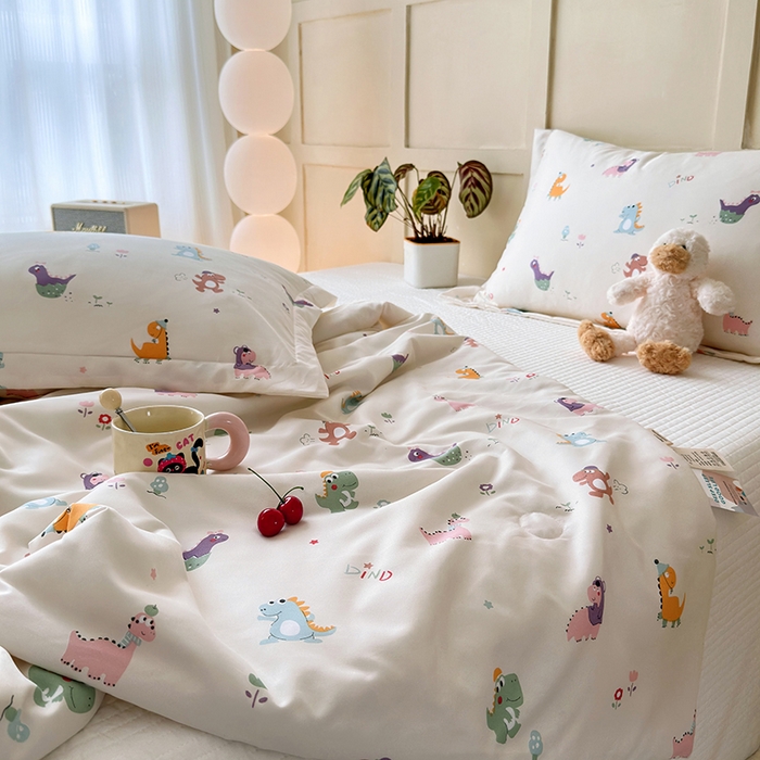 乐居家纺 2025新款A类针织亲肤印花夏凉被空调被被子被芯 恐龙乐园