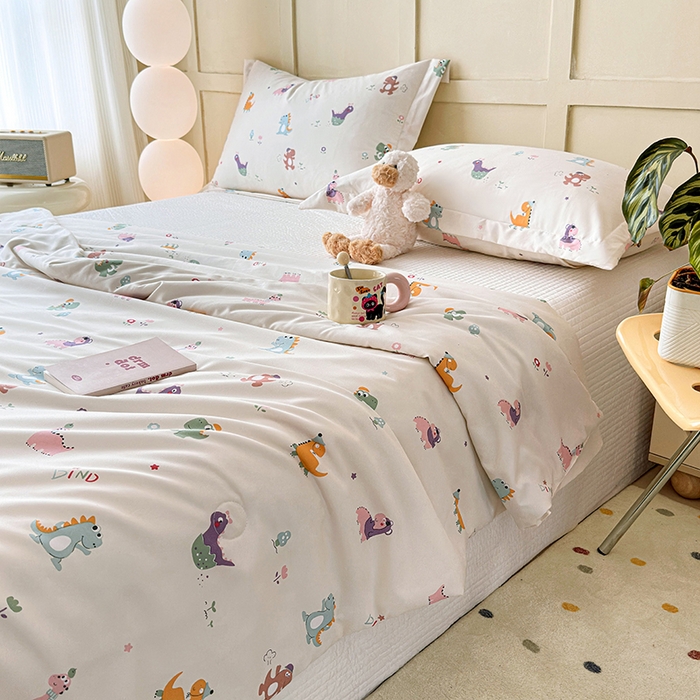 91家纺网 家纺一手货源 找家纺 乐居家纺 2025新款A类针织亲肤印花夏凉被空调被被子被芯 恐龙乐园