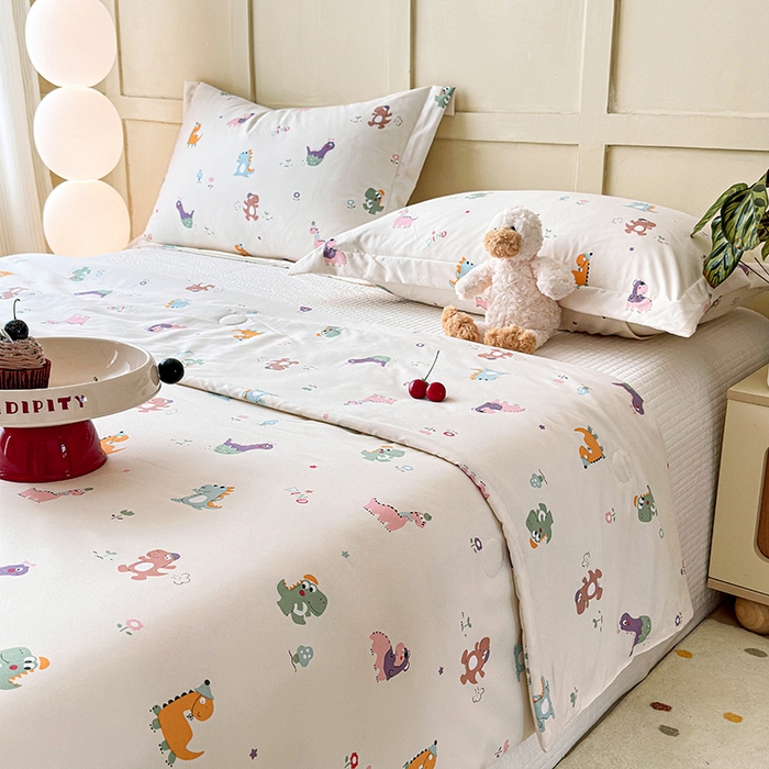 91家纺网 家纺一手货源 找家纺 乐居家纺 2025新款A类针织亲肤印花夏凉被空调被被子被芯 恐龙乐园