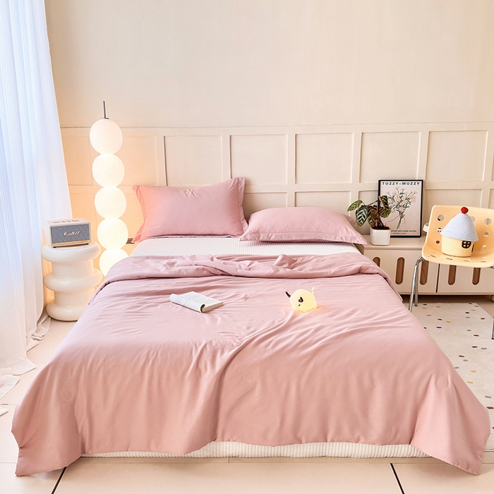 乐居家纺 2025新款A类针织亲肤印花夏凉被空调被被子被芯 藕粉