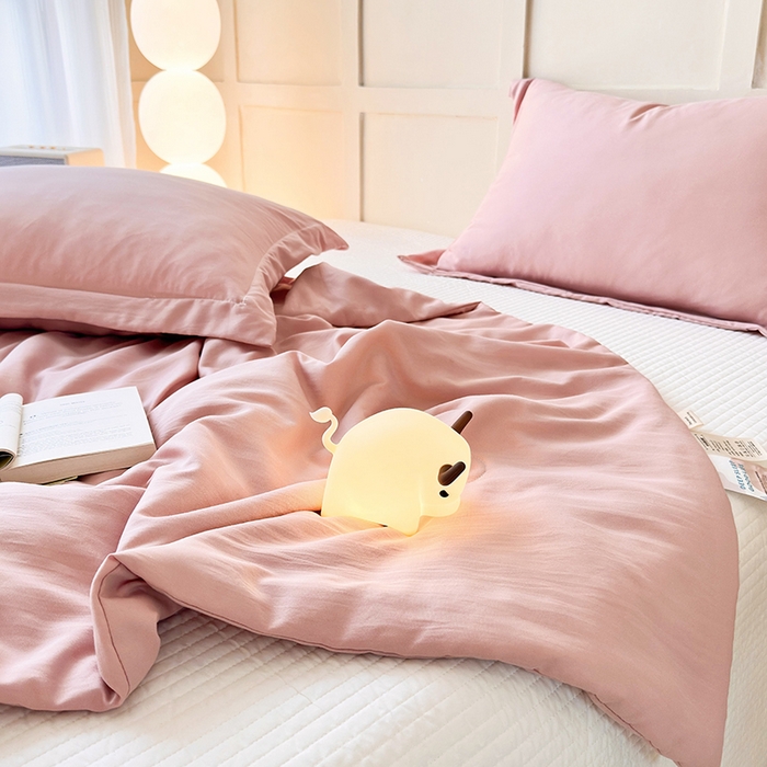 91家纺网 家纺一手货源 找家纺 乐居家纺 2025新款A类针织亲肤印花夏凉被空调被被子被芯 藕粉