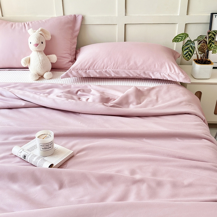 91家纺网 家纺一手货源 找家纺 乐居家纺 2025新款A类针织亲肤印花夏凉被空调被被子被芯 肉桂粉