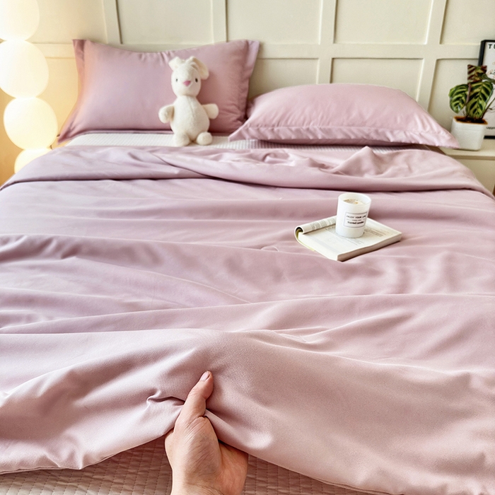 91家纺网 家纺一手货源 找家纺 乐居家纺 2025新款A类针织亲肤印花夏凉被空调被被子被芯 肉桂粉