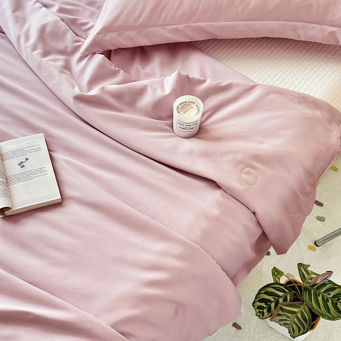 91家纺网 家纺一手货源 找家纺 乐居家纺 2025新款A类针织亲肤印花夏凉被空调被被子被芯 肉桂粉