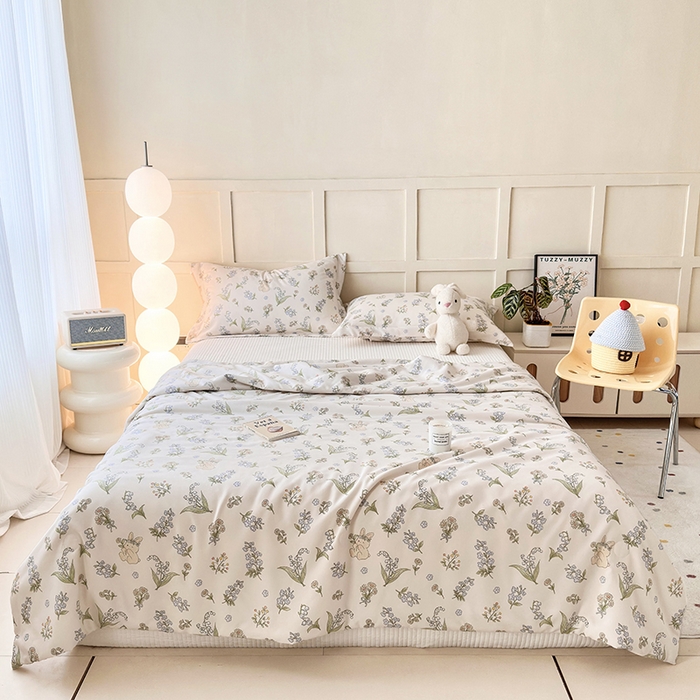 91家纺网 家纺一手货源 找家纺 乐居家纺 2025新款A类针织亲肤印花夏凉被空调被被子被芯 清茶