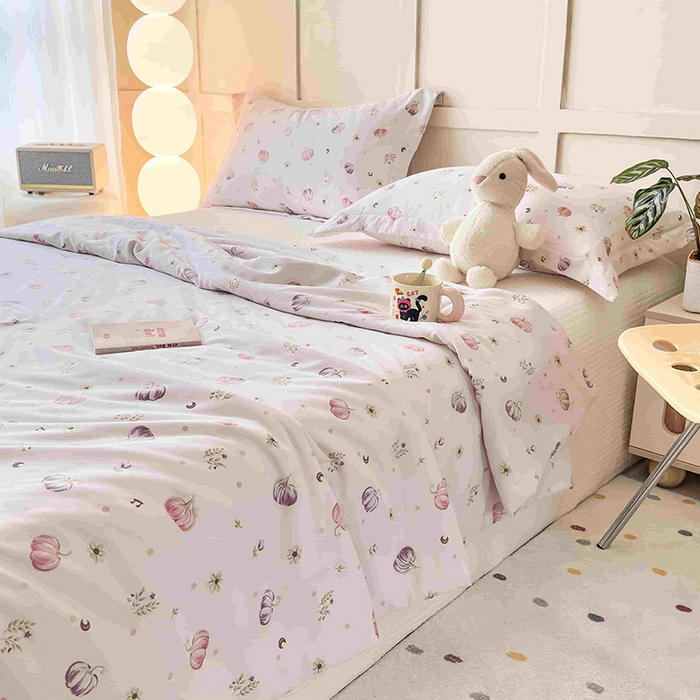 91家纺网 家纺一手货源 找家纺 乐居家纺 2025新款A类针织亲肤印花夏凉被空调被被子被芯 月亮南瓜