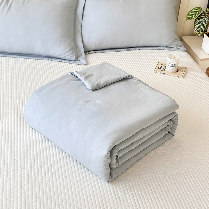 91家纺网 家纺一手货源 找家纺 乐居家纺 2025新款A类针织亲肤印花夏凉被空调被被子被芯 海蓝