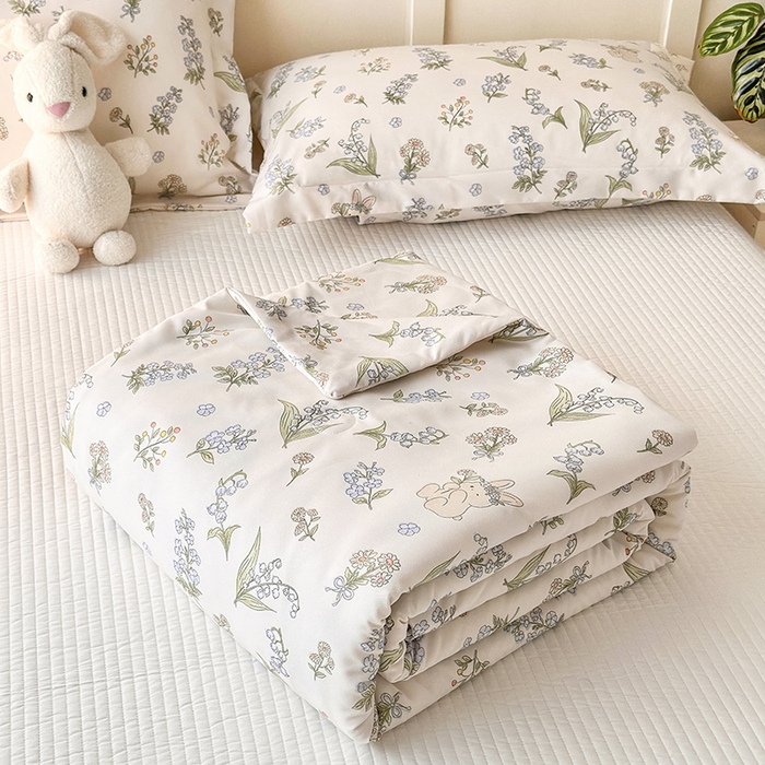 91家纺网 家纺一手货源 找家纺 乐居家纺 2025新款A类针织亲肤印花夏凉被空调被被子被芯 清茶