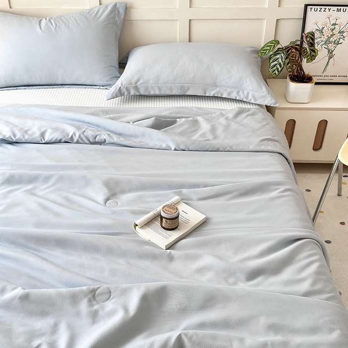 91家纺网 家纺一手货源 找家纺 乐居家纺 2025新款A类针织亲肤印花夏凉被空调被被子被芯 海蓝