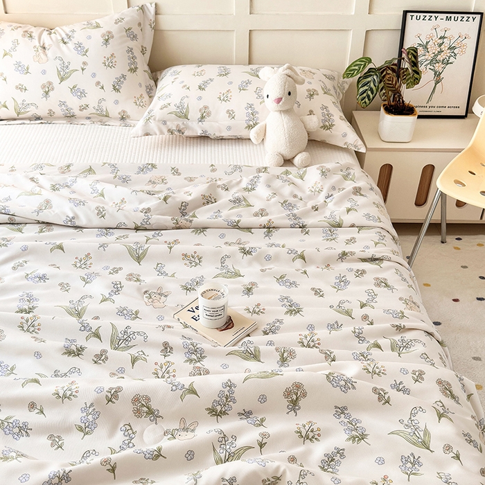 91家纺网 家纺一手货源 找家纺 乐居家纺 2025新款A类针织亲肤印花夏凉被空调被被子被芯 清茶