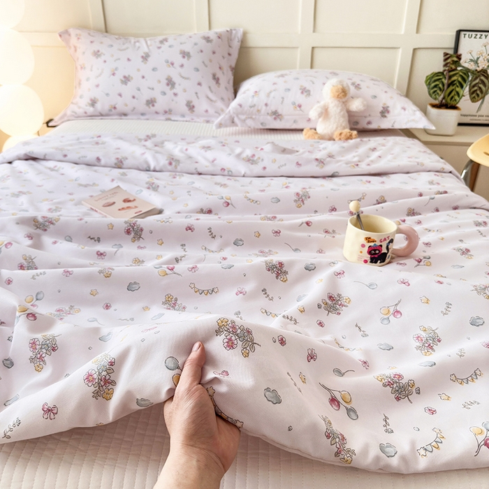 91家纺网 家纺一手货源 找家纺 乐居家纺 2025新款A类针织亲肤印花夏凉被空调被被子被芯 落花