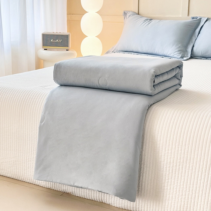 91家纺网 家纺一手货源 找家纺 乐居家纺 2025新款A类针织亲肤印花夏凉被空调被被子被芯 海蓝