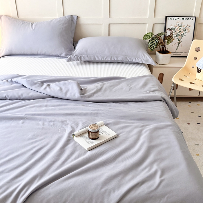 91家纺网 家纺一手货源 找家纺 乐居家纺 2025新款A类针织亲肤印花夏凉被空调被被子被芯 高级灰