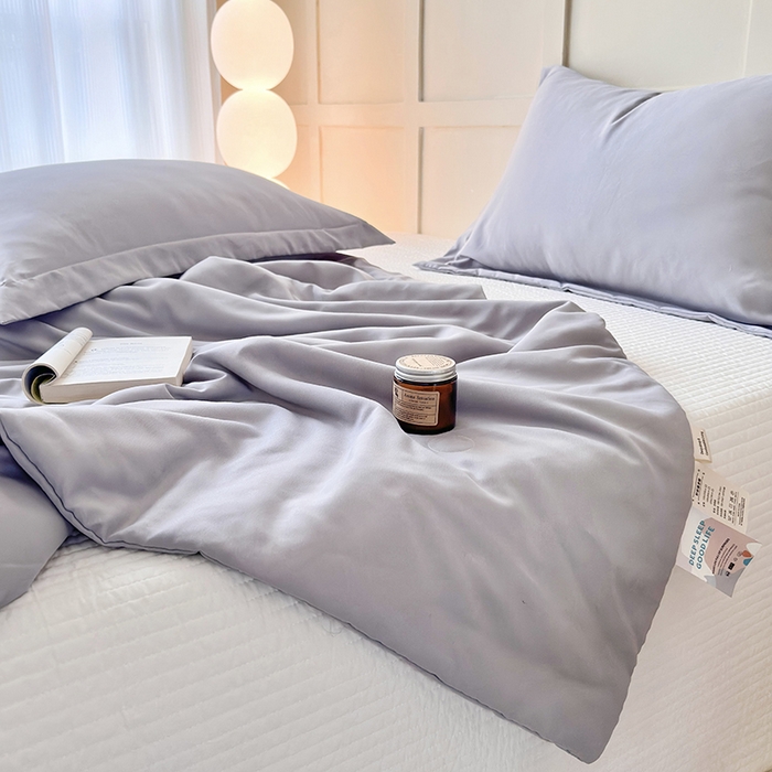 91家纺网 家纺一手货源 找家纺 乐居家纺 2025新款A类针织亲肤印花夏凉被空调被被子被芯 高级灰