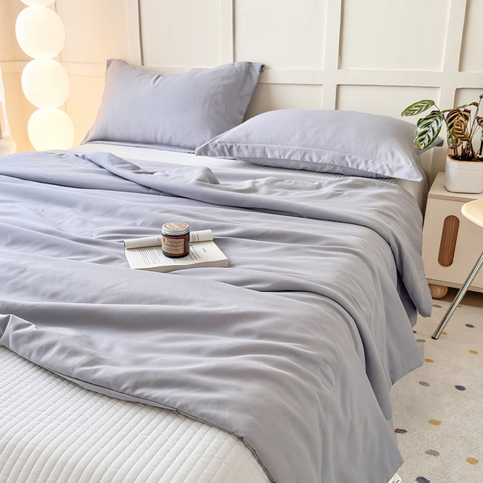 91家纺网 家纺一手货源 找家纺 乐居家纺 2025新款A类针织亲肤印花夏凉被空调被被子被芯 高级灰