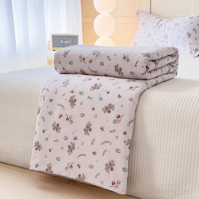 91家纺网 家纺一手货源 找家纺 乐居家纺 2025新款A类针织亲肤印花夏凉被空调被被子被芯 落花