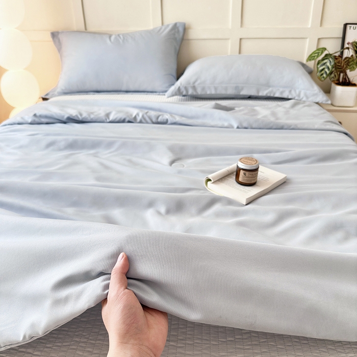 91家纺网 家纺一手货源 找家纺 乐居家纺 2025新款A类针织亲肤印花夏凉被空调被被子被芯 海蓝