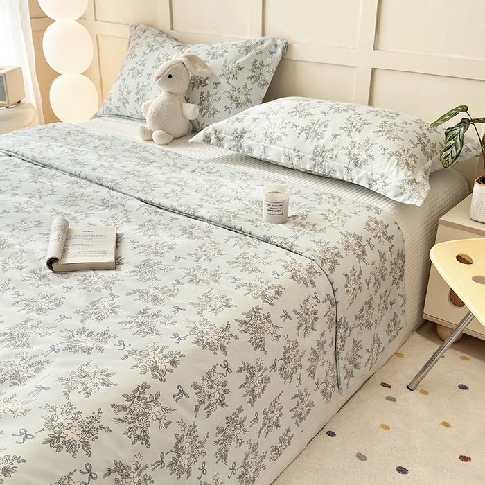 91家纺网 家纺一手货源 找家纺 乐居家纺 2025新款A类针织亲肤印花夏凉被空调被被子被芯 海棠