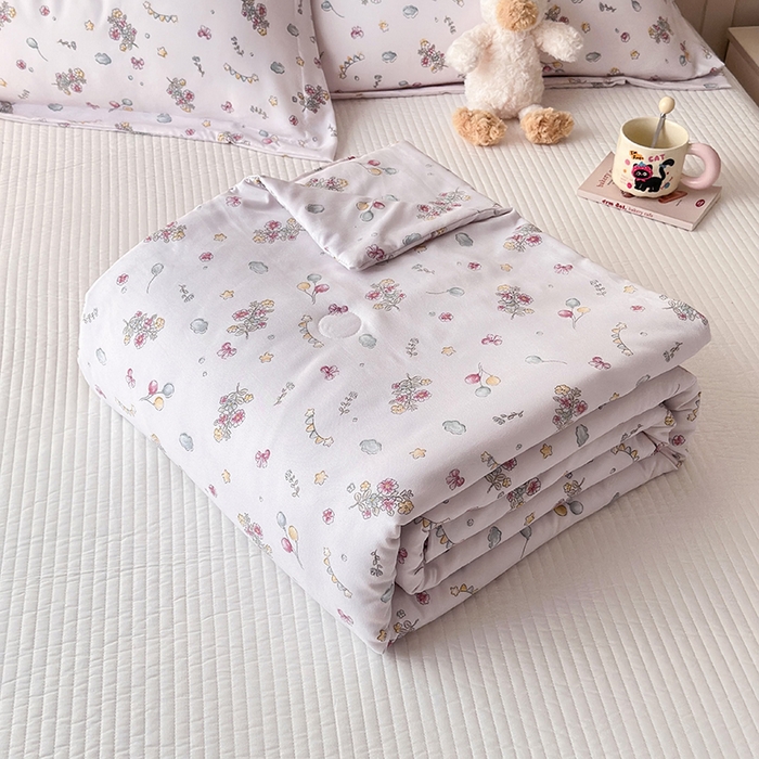 91家纺网 家纺一手货源 找家纺 乐居家纺 2025新款A类针织亲肤印花夏凉被空调被被子被芯 落花