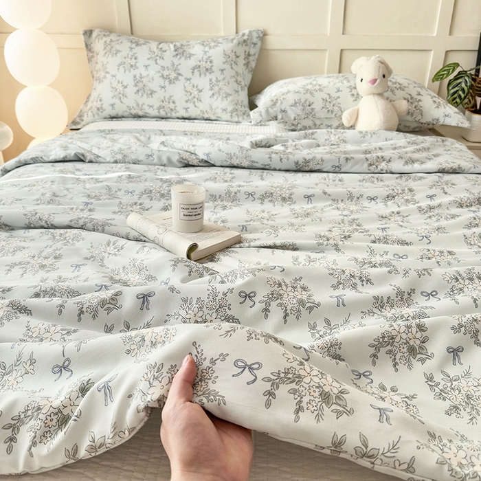 91家纺网 家纺一手货源 找家纺 乐居家纺 2025新款A类针织亲肤印花夏凉被空调被被子被芯 海棠