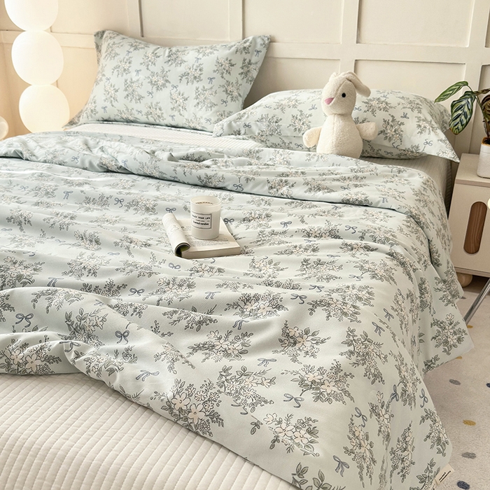 91家纺网 家纺一手货源 找家纺 乐居家纺 2025新款A类针织亲肤印花夏凉被空调被被子被芯 海棠