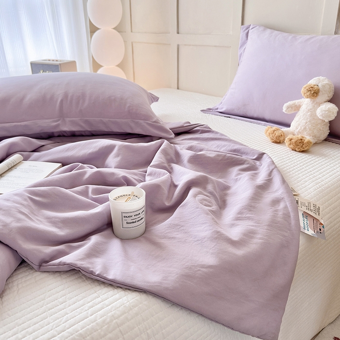 91家纺网 家纺一手货源 找家纺 乐居家纺 2025新款A类针织亲肤印花夏凉被空调被被子被芯 浅紫