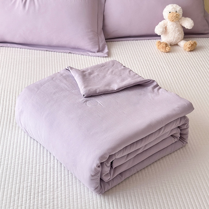 91家纺网 家纺一手货源 找家纺 乐居家纺 2025新款A类针织亲肤印花夏凉被空调被被子被芯 浅紫