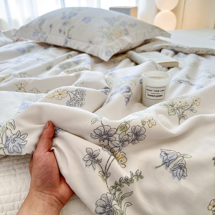 91家纺网 家纺一手货源 找家纺 乐居家纺 2025新款A类针织亲肤印花夏凉被空调被被子被芯 紫蔷薇