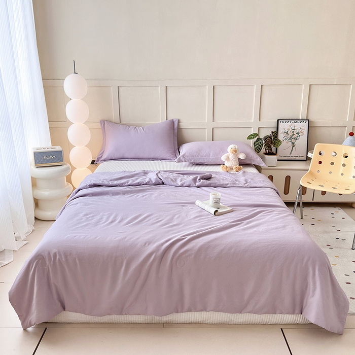 乐居家纺 2025新款A类针织亲肤印花夏凉被空调被被子被芯 浅紫