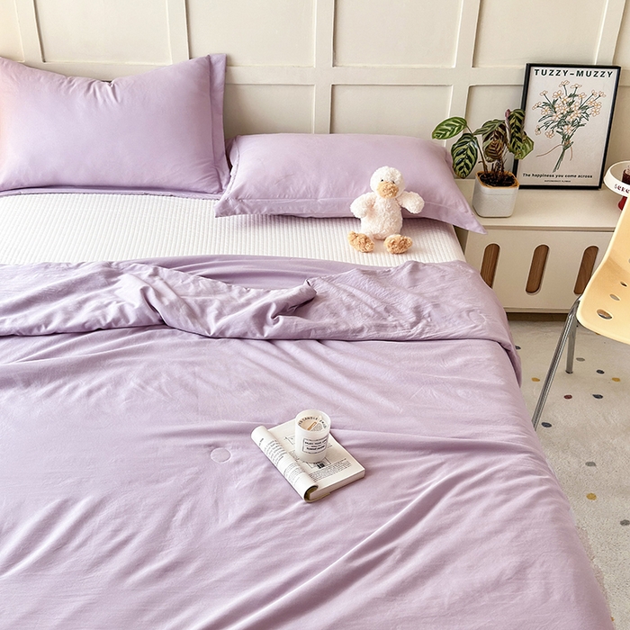 91家纺网 家纺一手货源 找家纺 乐居家纺 2025新款A类针织亲肤印花夏凉被空调被被子被芯 浅紫