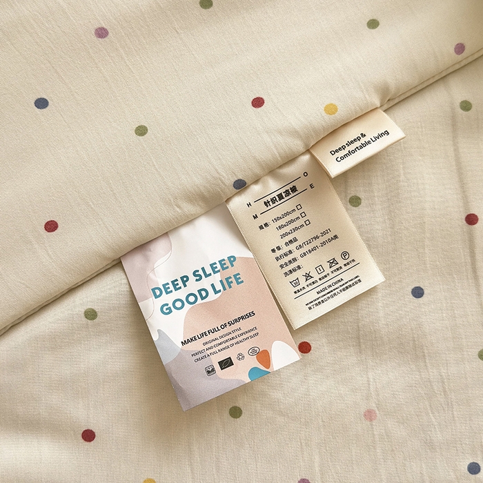 91家纺网 家纺一手货源 找家纺 乐居家纺 2025新款A类针织亲肤印花夏凉被空调被被子被芯 奶油波点-米