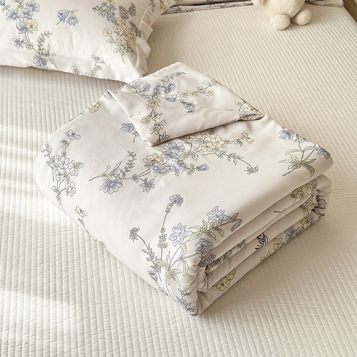 91家纺网 家纺一手货源 找家纺 乐居家纺 2025新款A类针织亲肤印花夏凉被空调被被子被芯 紫蔷薇