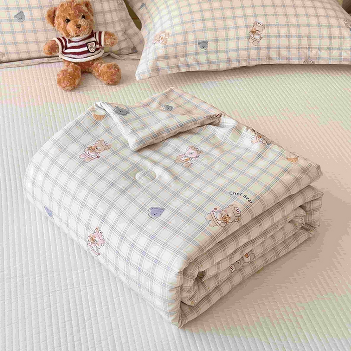 91家纺网 家纺一手货源 找家纺 乐居家纺 2025新款A类针织亲肤印花夏凉被空调被被子被芯 熊先生