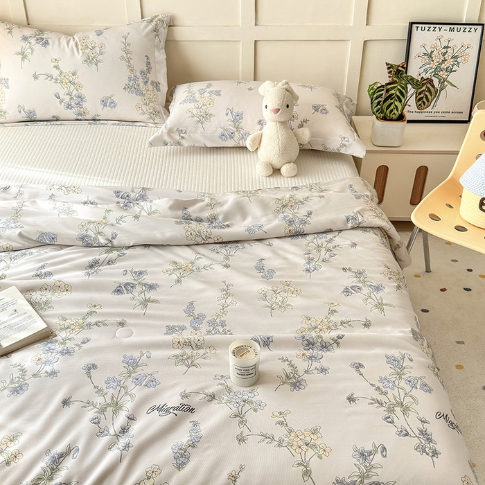 91家纺网 家纺一手货源 找家纺 乐居家纺 2025新款A类针织亲肤印花夏凉被空调被被子被芯 紫蔷薇