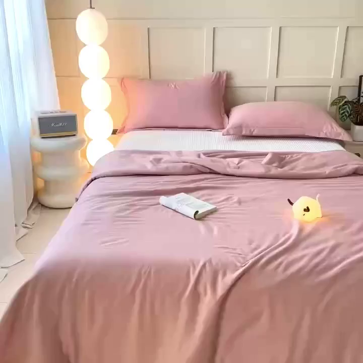 91家纺网 家纺一手货源 找家纺 乐居家纺 2025新款A类针织亲肤印花夏凉被空调被被子被芯 肉桂粉