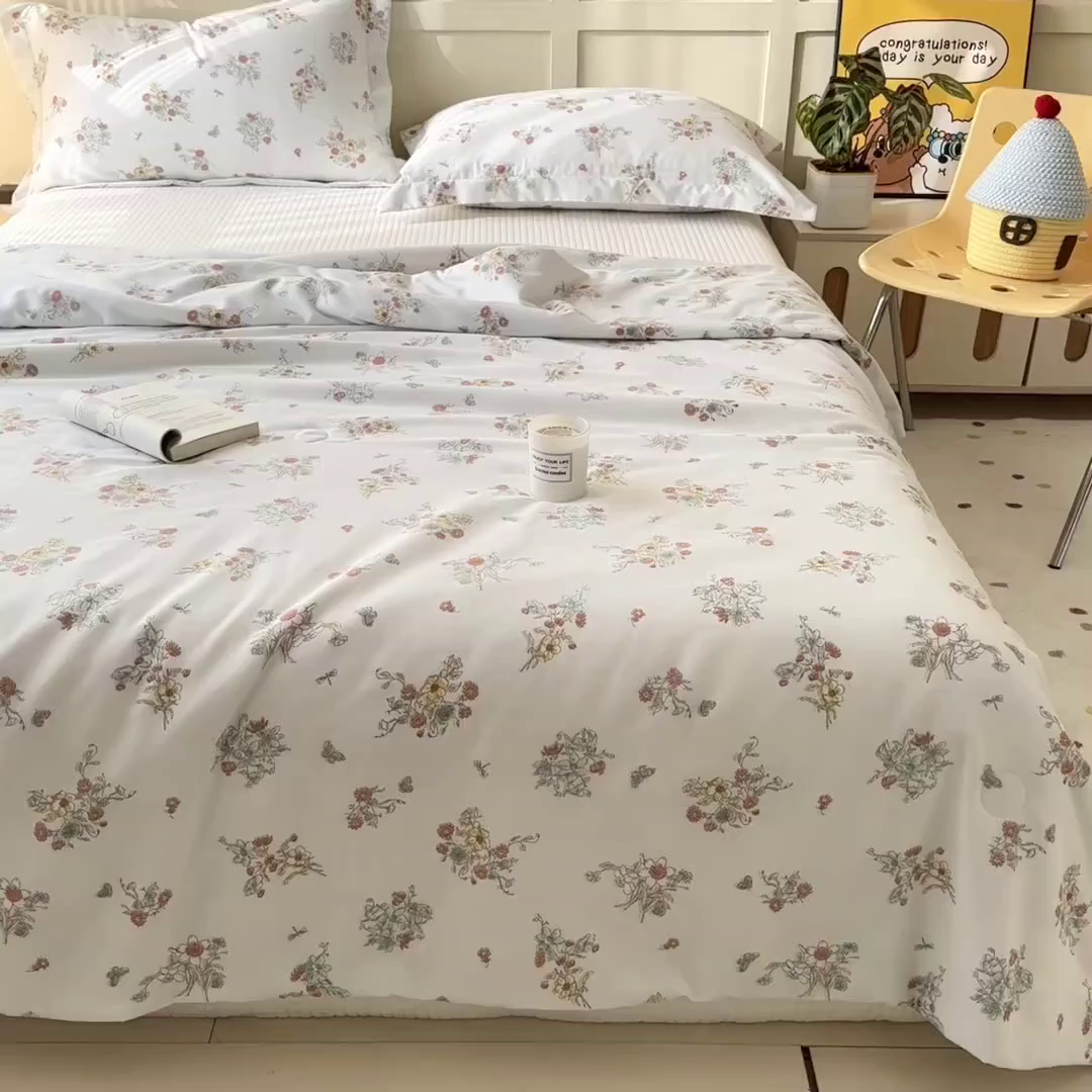 91家纺网 家纺一手货源 找家纺 乐居家纺 2025新款A类针织亲肤印花夏凉被空调被被子被芯 花团