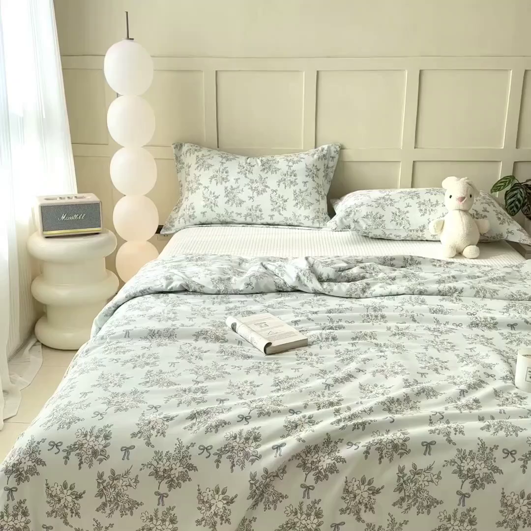 91家纺网 家纺一手货源 找家纺 乐居家纺 2025新款A类针织亲肤印花夏凉被空调被被子被芯 海棠