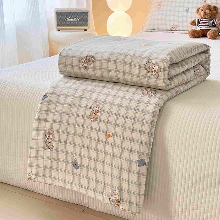 91家纺网 家纺一手货源 找家纺 乐居家纺 2025新款A类针织亲肤印花夏凉被空调被被子被芯 熊先生