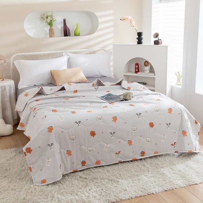 91家纺网 家纺一手货源 找家纺 乐居家纺 2025新款水洗棉夏被波浪款包边夏凉被被子被芯 狗狗联盟