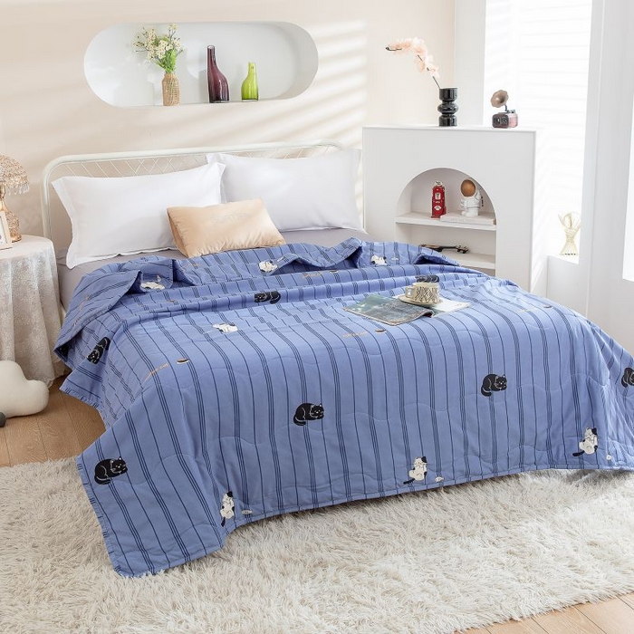 91家纺网 家纺一手货源 找家纺 （总）乐居家纺 2025新款水洗棉夏被波浪款包边夏凉被被子被芯