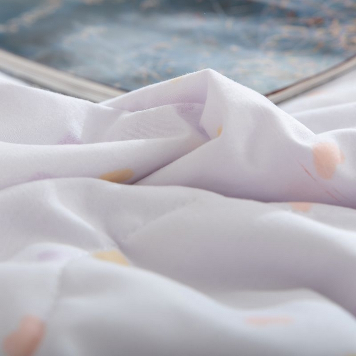 91家纺网 家纺一手货源 找家纺 乐居家纺 2025新款水洗棉夏被波浪款包边夏凉被被子被芯 爱心紫