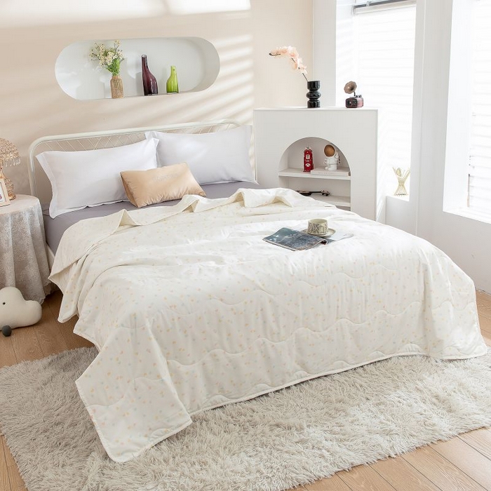 乐居家纺 2025新款水洗棉夏被波浪款包边夏凉被被子被芯 爱心米